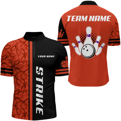 Custom Bowling Shirt for Men Bowling Jersey Bowling Team League Quarter-Zip Shirt QZT100