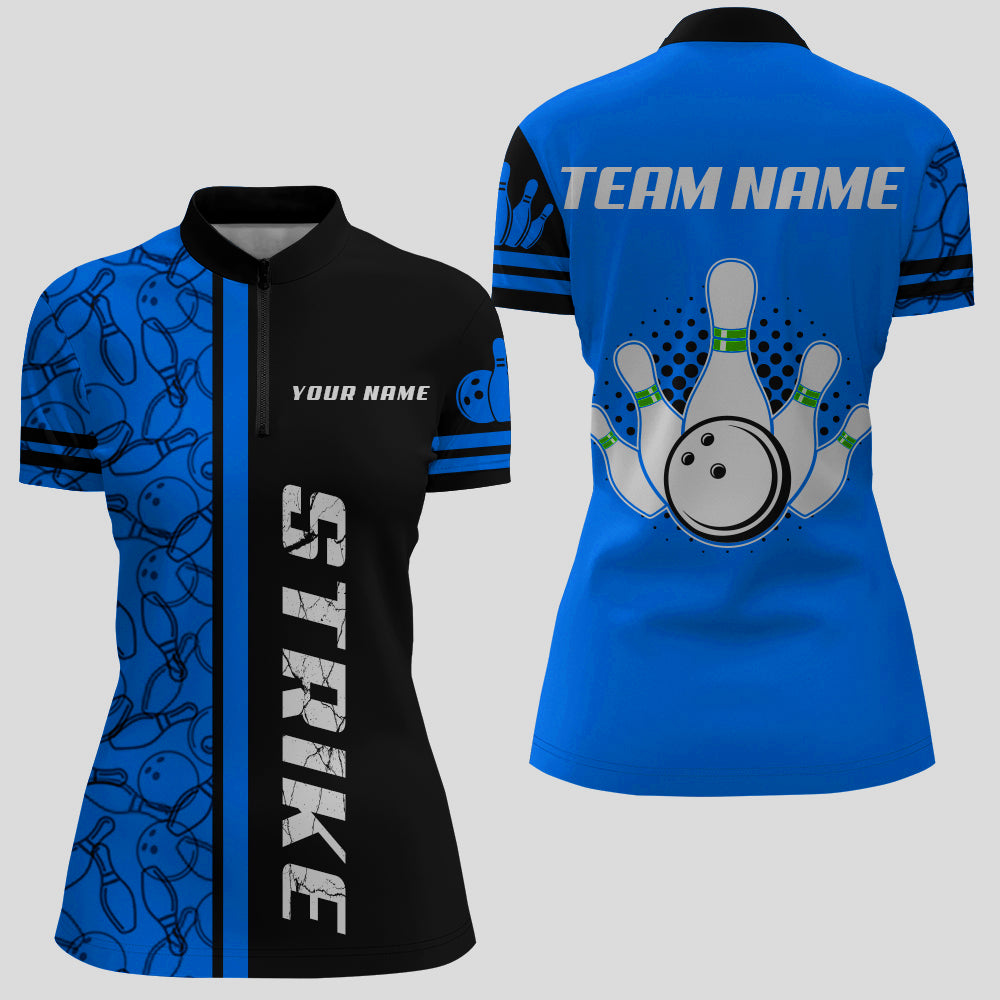 Custom Bowling Shirt for Women Bowling Jersey Bowling Team League Quarter-Zip Shirt QZT100