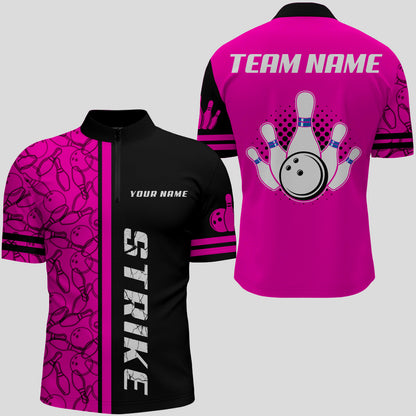 Custom Bowling Shirt for Men Bowling Jersey Bowling Team League Quarter-Zip Shirt QZT100