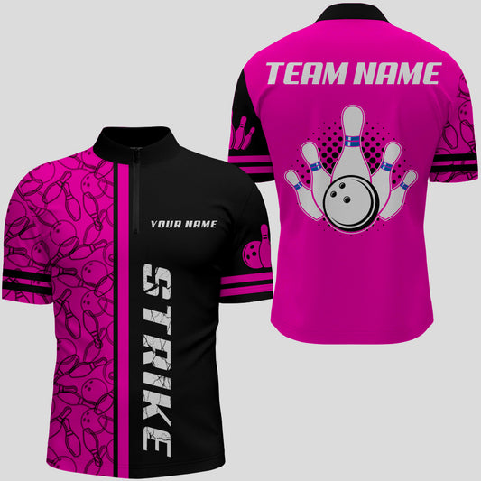 Custom Bowling Shirt for Men Bowling Jersey Bowling Team League Quarter-Zip Shirt QZT100