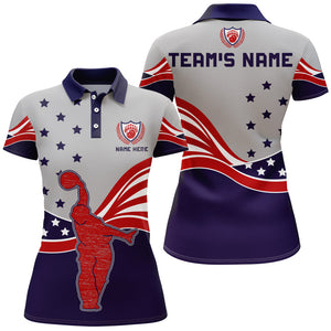 American Bowling Polo Shirt for Women Custom Bowling Team Jersey  Bowling Shirt QZT24