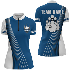 Personalized 3D Bowling Shirt for Women Custom Bowling Jersey Bowling Team League Quarter-Zip Shirt QZT116