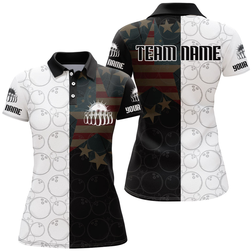 American Bowling Polo Shirt for Women Custom Bowling Team Jersey Bowling Shirt QZT32