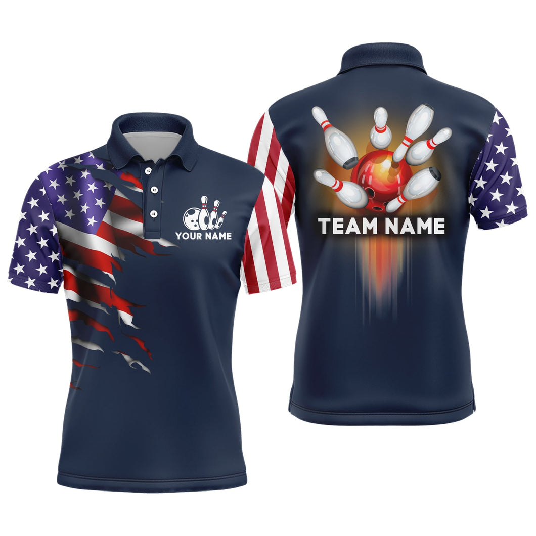 Personalized 3D Bowling Jersey for Men USA Bowling Team Shirt Bowling Polo Shirt QZT118