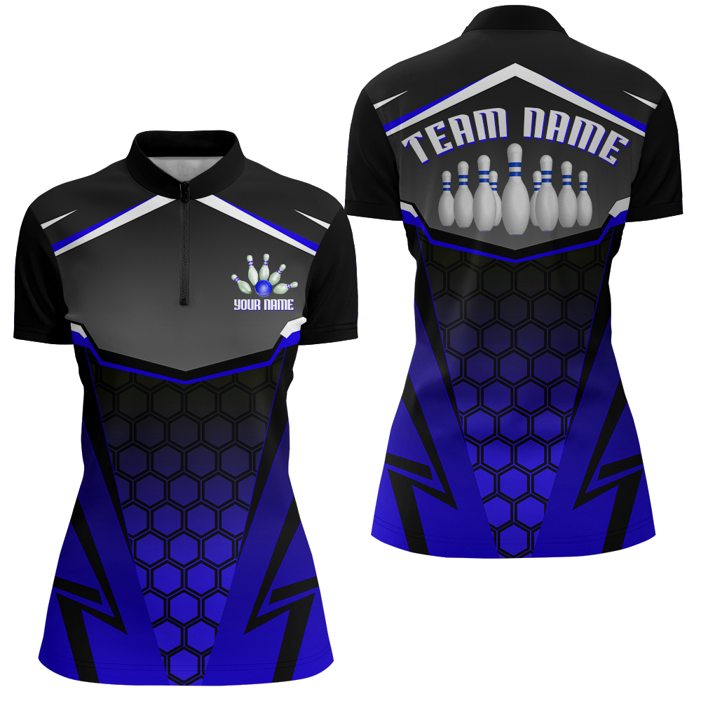 Personalized Bowling Shirt Bowling Team League Women Bowling Jersey 1/4 ZIP Shirt QZT265