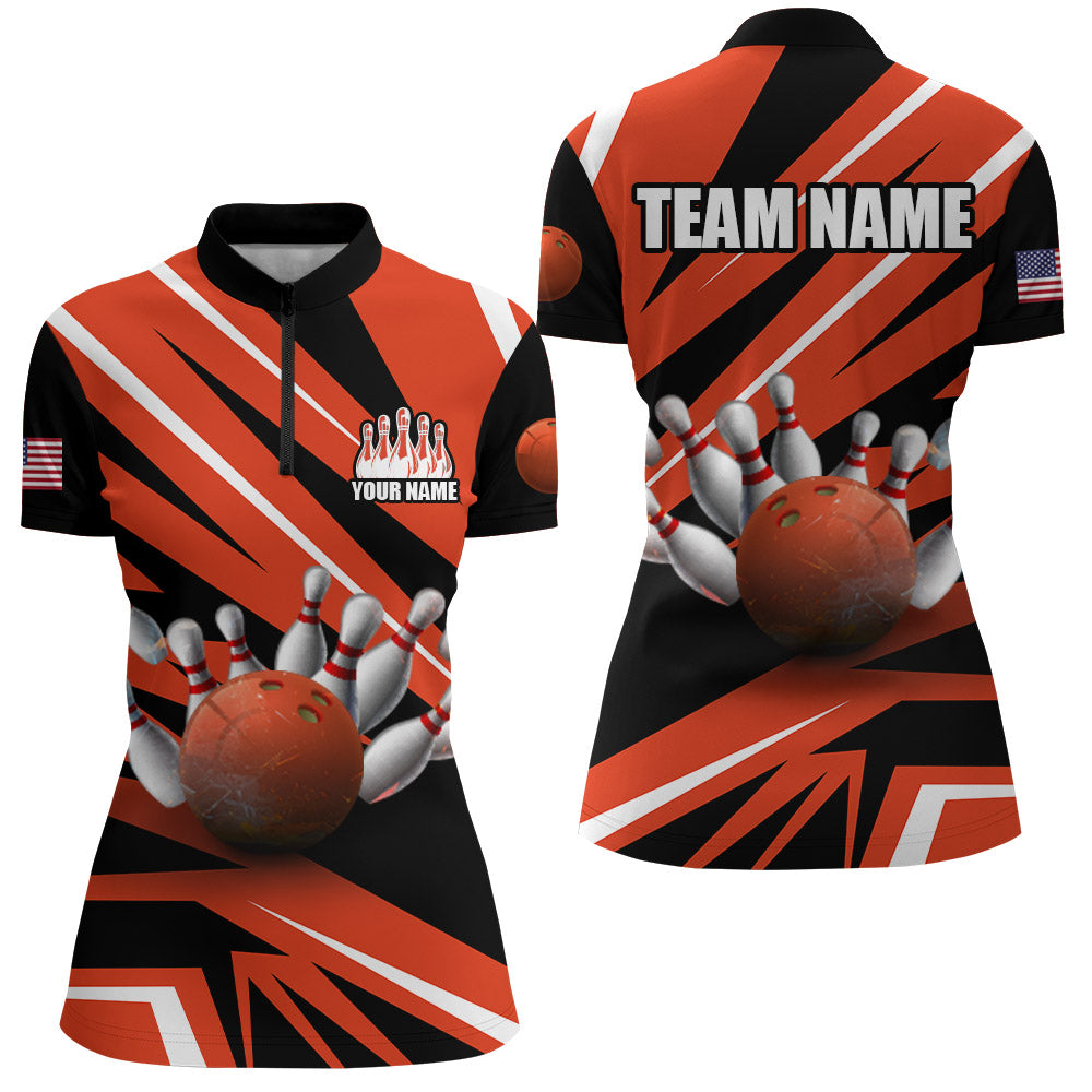 Custom Bowling Shirt for Women  Bowling Jersey Bowling Team League Quarter-Zip Shirt QZT39