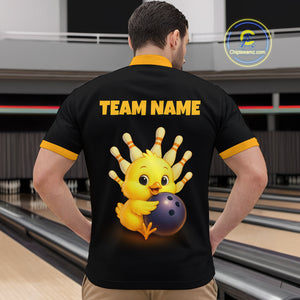 Chick Bowling Shirt Funny Chicken Bowling Team Jersey for Men Polo & Quarter-Zip Bowling League QZT705