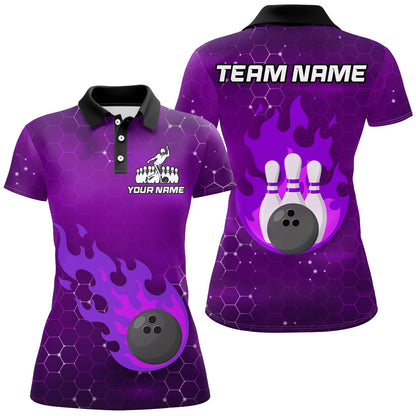 Flame Bowling Shirt for Women Custom Bowling Polo Jersey Bowling Team Shirt Bowlers Jersey QZT235