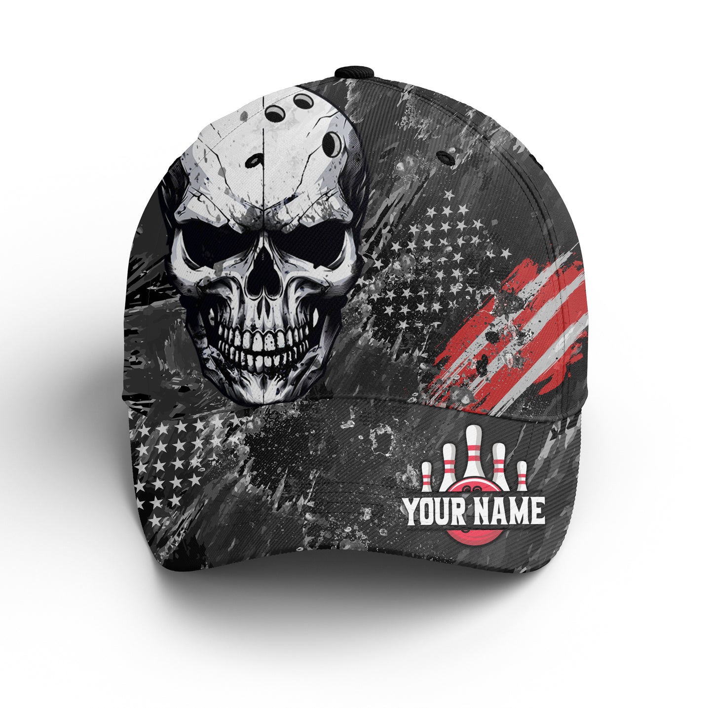 Personalized Bowling 3D Cap, Custom Bowling Hat for Men Women, Bowling Pin & Ball Cap with Name CHT01-8