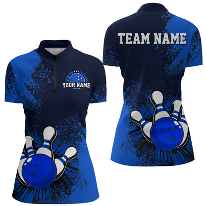 Personalized Women's Bowling Shirts Bowling Jersey Quarter Zip Bowling Performance QZT497