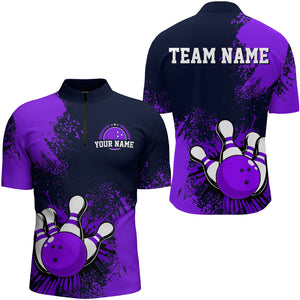 Personalized Men's Bowling Shirts Bowling Jersey Quarter Zip Bowling Performance QZT497