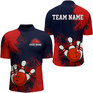Personalized Men's Bowling Shirts Bowling Jersey Quarter Zip Bowling Performance QZT497