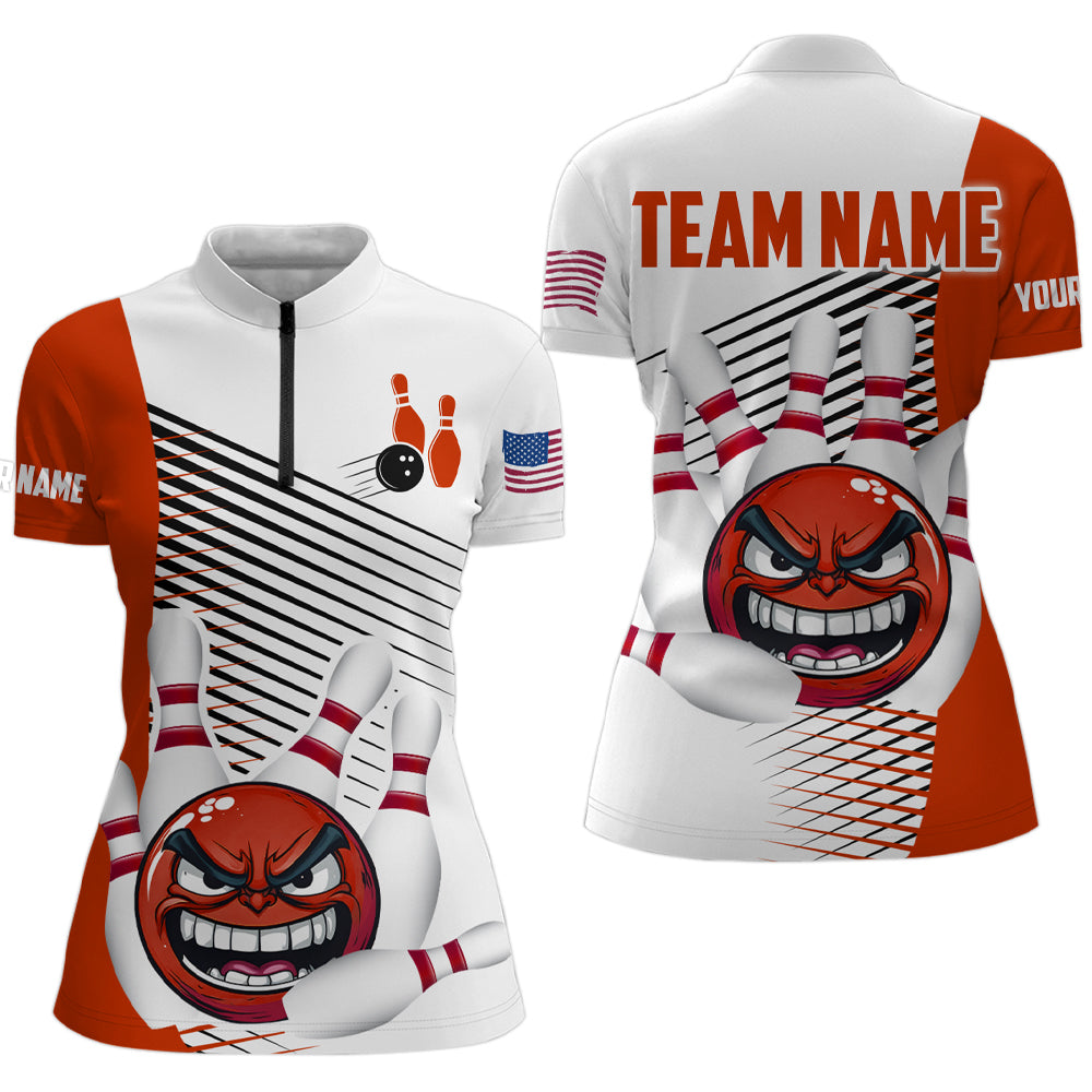 Custom Bowling Shirt Funny Bowling Shirt for Women Bowling Team Jersey 1/4 Zip Shirt Unisex QZT254