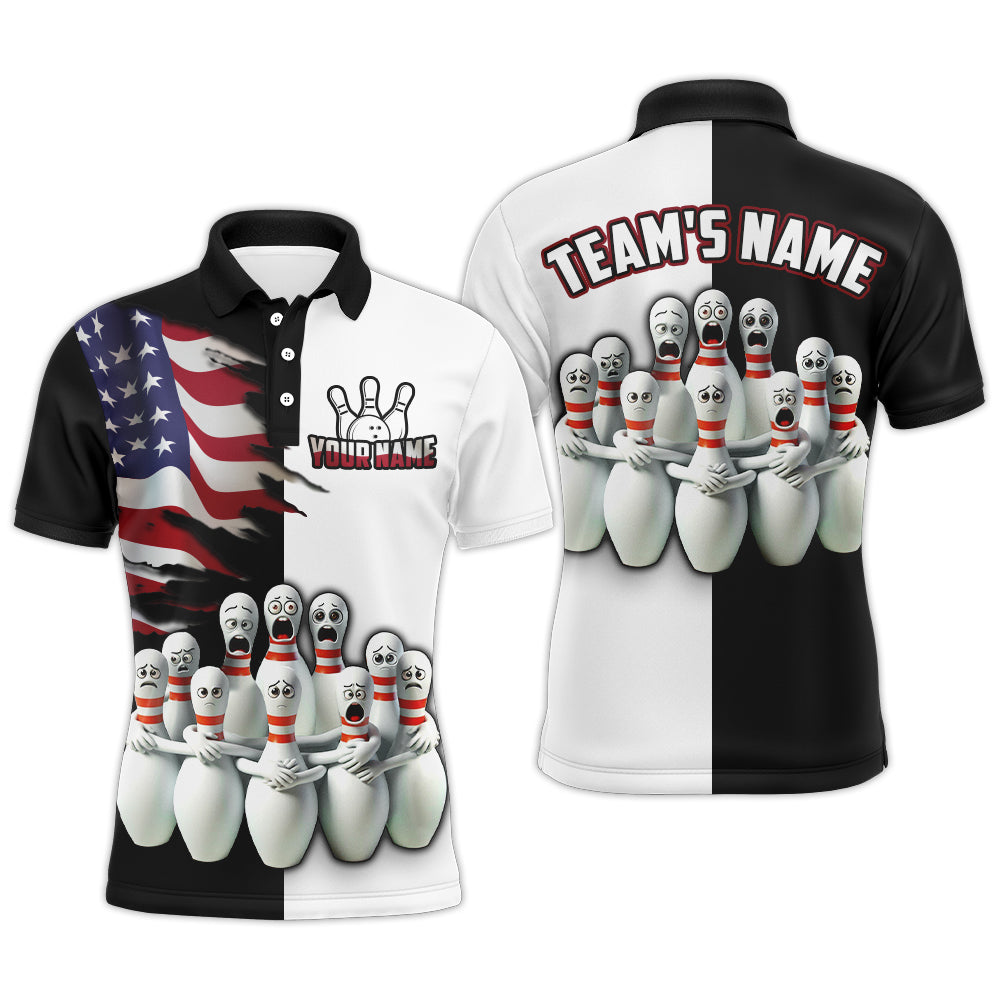 Bowling Shirts Bowling Team League Patriotic Bowling Shirt Men Polo Bowling QZT412