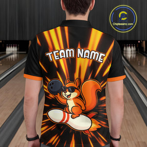 Funny Squirrel Bowling Team Shirt Custom Bowling League Jersey for Men Bowling Outfit Polo & 1/4-Zip QZT766