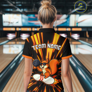 Funny Squirrel Bowling Team Shirt Custom Bowling League Jersey for Women Bowling Outfit Polo & 1/4-Zip QZT766