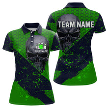 Load image into Gallery viewer, Custom Green Bowling Polo Shirt for Men and Women Skull Bowling Team League QZT604