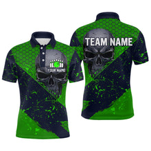 Load image into Gallery viewer, Custom Green Bowling Polo Shirt for Men and Women Skull Bowling Team League QZT604