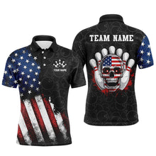 Load image into Gallery viewer, Skull Bowling Polo Shirt US Flag Bowling Jersey Men Bowling Camo Bowling Customized QZT261