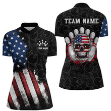 Load image into Gallery viewer, Skull Bowling Quarter-Zip Shirt US Flag Bowling Jersey Women Bowling Camo Bowling Customized QZT261