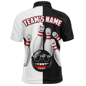 US Flag Bowling Shirt Funny Black & White Bowling Jersey Men Polo Performance Bowling Shirt QZT263