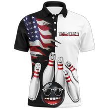 Load image into Gallery viewer, US Flag Bowling Shirt Funny Black &amp; White Bowling Jersey Men Polo Performance Bowling Shirt QZT263