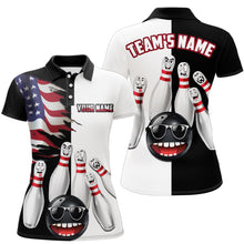 Load image into Gallery viewer, US Flag Bowling Shirt Funny Black &amp; White Bowling Jersey Women Polo Performance Bowling Shirt QZT263