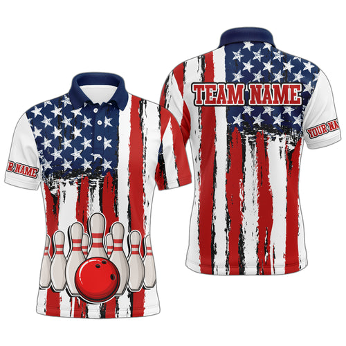 American Bowling Polo Shirt for Men Custom Bowling Team Jersey Bowling Shirt QZT7