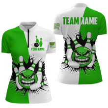 Load image into Gallery viewer, Personalized Funny Bowling Shirts for Women 1/4 Zip Funny Bowling Team Jersey QZT414