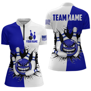 Personalized Funny Bowling Shirts for Women 1/4 Zip Funny Bowling Team Jersey QZT414