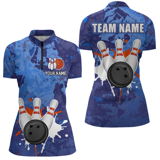 Personalized Bowling Shirt for Women Custom Bowling Jersey Bowling Team League Quarter-Zip Shirt QZT204