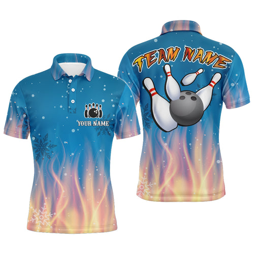 Custom Bowling Shirt Camo Christmas Bowling Jersey for Men Bowling Team League Polo Shirt Christmas Gift Shirt QZT150-3