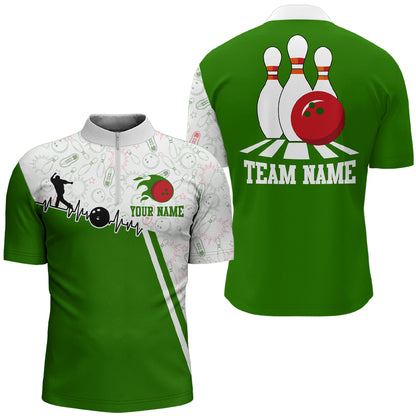 Men's Bowling Shirt Personalized Camo Bowling Jersey 1/4 Zip  Bowling Shirt QZT19