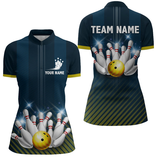 Personalized Bowling Shirt for Women Custom Bowling Jersey Bowling Team League Quarter-Zip Shirt QZT211