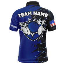 Load image into Gallery viewer, Navy &amp; Black Bowling Shirt Customized Camo Bowling Shirt Polo Bowling Team League for Men QZT266