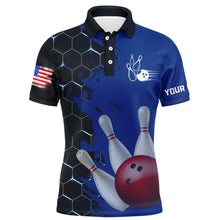 Load image into Gallery viewer, Navy &amp; Black Bowling Shirt Customized Camo Bowling Shirt Polo Bowling Team League for Men QZT266