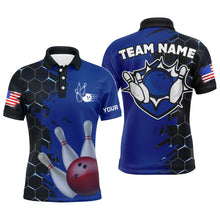 Load image into Gallery viewer, Navy &amp; Black Bowling Shirt Customized Camo Bowling Shirt Polo Bowling Team League for Men QZT266