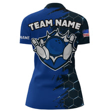 Load image into Gallery viewer, Navy &amp; Black Bowling Shirt Customized Camo Bowling Shirt Quarter- Zip Bowling Team League for Women QZT266