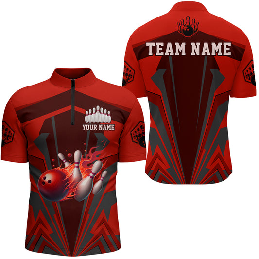 Personalized Bowling Shirts for Men 1/4 Zip Bowling Jersey Bowling Uniform QZT428