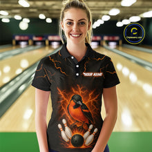 Load image into Gallery viewer, Custom Thunder Lightning Orioles Bowling Shirt Polo &amp; Quarter-Zip Bowling Jersey for Women QZT716