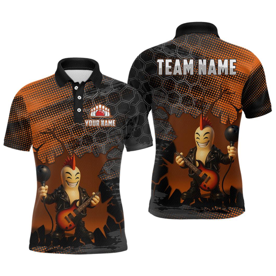 Bowling Pin Rocker Shirt for Men Music Bowlwing Team Leage Polo & Quarter-Zip Bowling Jersey QZT719