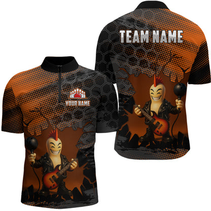 Bowling Pin Rocker Shirt for Men Music Bowlwing Team Leage Polo & Quarter-Zip Bowling Jersey QZT719