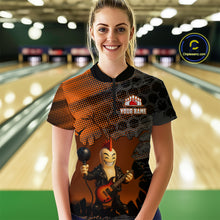 Load image into Gallery viewer, Bowling Pin Rocker Shirt for Women Music Bowlwing Team Leage Polo &amp; Quarter-Zip Bowling Jersey QZT719