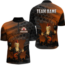 Load image into Gallery viewer, Bowling Pin Rocker Shirt for Men Music Bowlwing Team Leage Polo &amp; Quarter-Zip Bowling Jersey QZT719