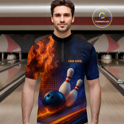 Custom Bowling Polo Shirts 3D for Men Bowling Jersey Polo & Quarter-Zip Gift QZT746