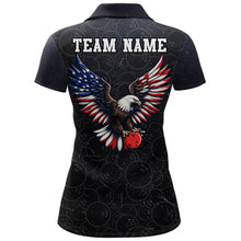 Load image into Gallery viewer, Personalized US Flag Bowling Shirt Eagle Bowling Jersey Polo Shirt Bowling for Women QZT274