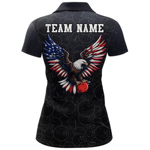 Personalized US Flag Bowling Shirt Eagle Bowling Jersey Polo Shirt Bowling for Women QZT274