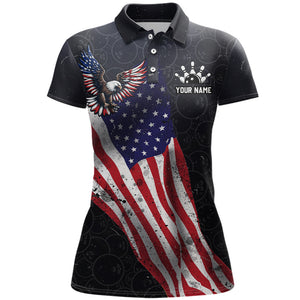 Personalized US Flag Bowling Shirt Eagle Bowling Jersey Polo Shirt Bowling for Women QZT274