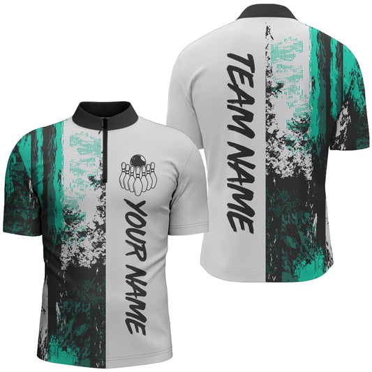 Camo 3D Bowling Shirts Men Custom Bowling Team Jersey Quarter Zip Multicolor QZT469