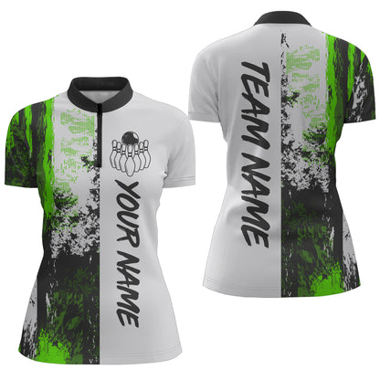 Camo 3D Bowling Shirts Women Custom Bowling Team Jersey Quarter Zip Multicolor QZT469